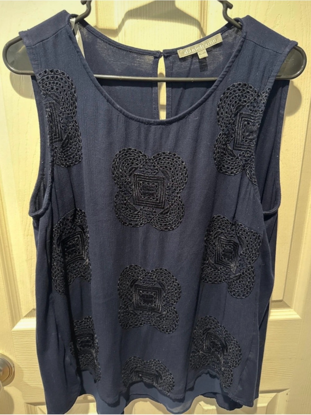 Daniel Rainn Navy Sleeveless Embroidered Camisole
